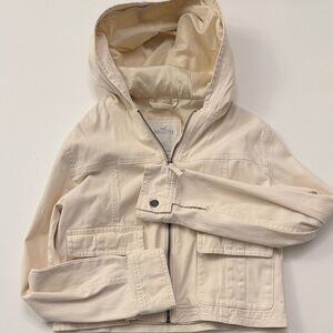 Hollister Beige Hooded Utility Jacket